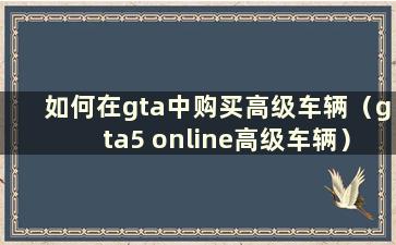 如何在gta中购买高级车辆（gta5 online高级车辆）